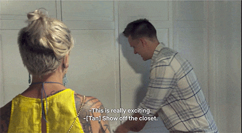 Mayor Ted's closet is organized by type